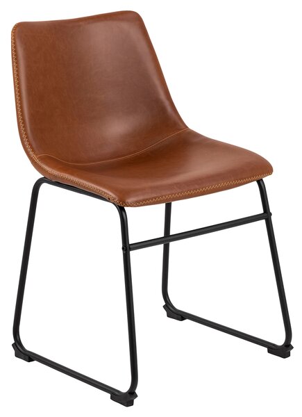 Skórzane krzesło do jadalni w stylu industrialnym Brązowe ELESI