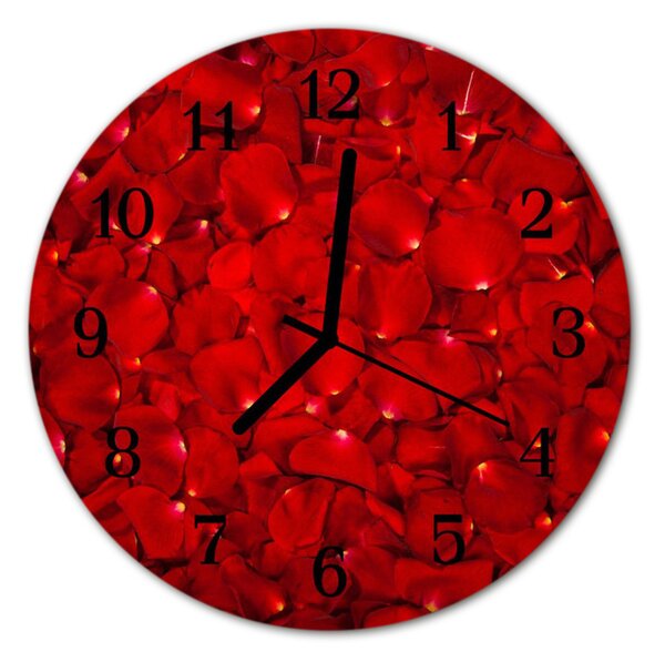 Zegar szklany okrągły Płatki róży