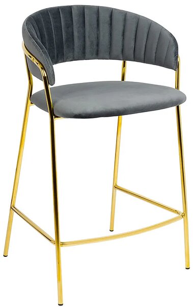 Szary tapicerowany hoker welurowy glamour S7-S86