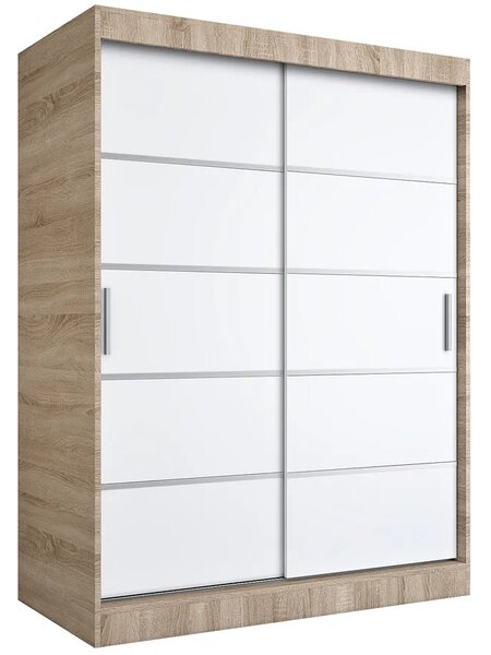 Szafa przesuwna dąb sonoma + biały 150 cm D6-B53