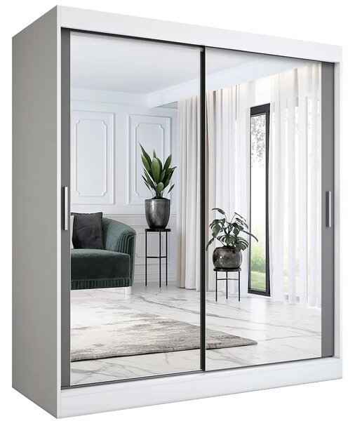 Szafa przesuwna z lustrem biel + antracyt 180 cm S8-E82