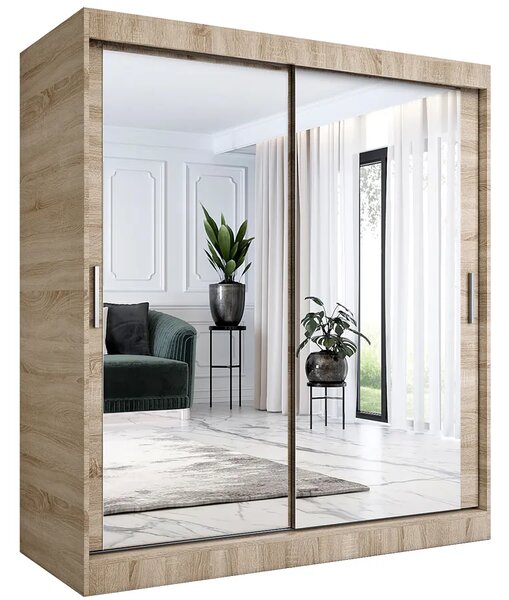 Szafa przesuwna z lustrem dąb sonoma 180 cm C8-R66