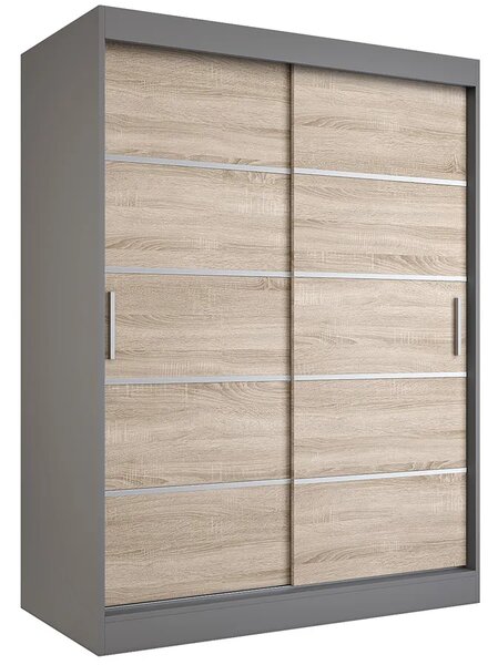 Szafa przesuwna antracyt + dąb sonoma 150 cm C3-G21