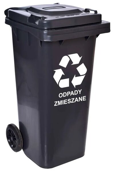 Czarny kosz na śmieci 120L R0-N98