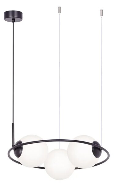 Lampa metalowy okrąg z białymi kloszami nad stół - A202 Z9-D95