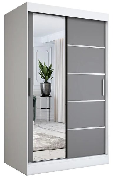 Szafa dwudrzwiowa z drzwiami przesuwnymi biały + antracyt 120x200 przesuwna F7-Z67