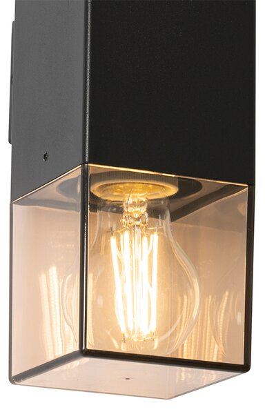 Lampa ścienna zewnętrzna czarna z przydymionym kloszem 2-światłowa IP44 - Denmark