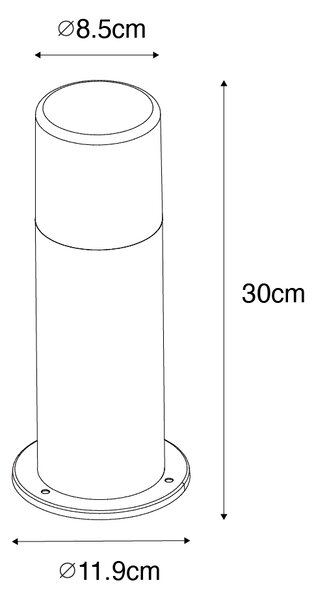 Stojąca lampa zewnętrzna czarna z kloszem w kolorze dymionym 30 cm IP44 - Odense