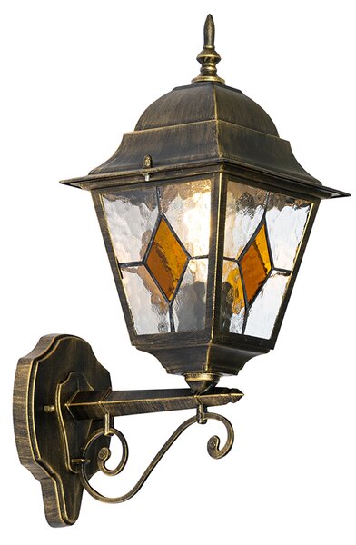 Zewnetrzna Vintage latarnia ścienna zewnętrzna w kolorze antycznego złota - Antigua Up Oswietlenie zewnetrzne