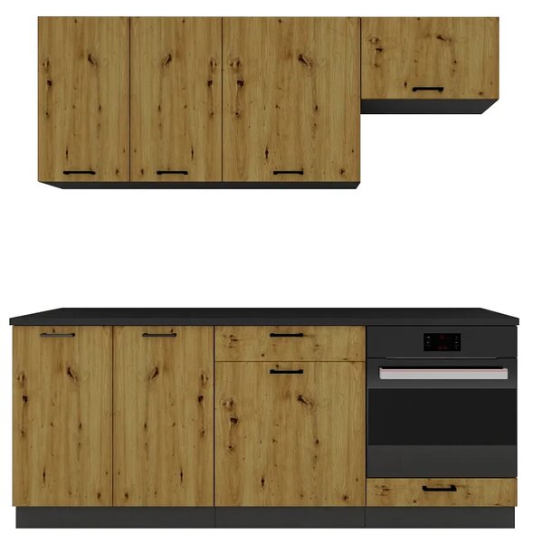 Komplet mebli kuchennych grafit + dąb artisan N1-F80
