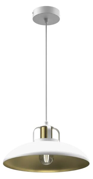 Lampa biała wisząca metalowy klosz M1-G87