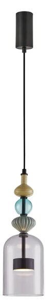 Czarna lampa wisząca ze szklanym kloszem - K396 M3-S51