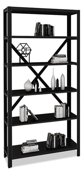 Czarny regał w stylu loft z metalowym stelażem F9-T21