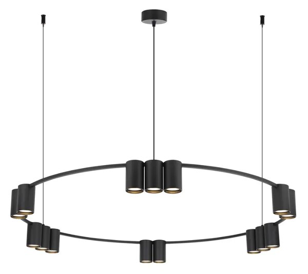 Okrągła czarna lampa wisząca reflektorowa - K407 D7-E16