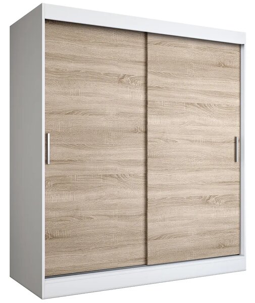Szafa przesuwna 180 cm biel + dąb sonoma E7-P43