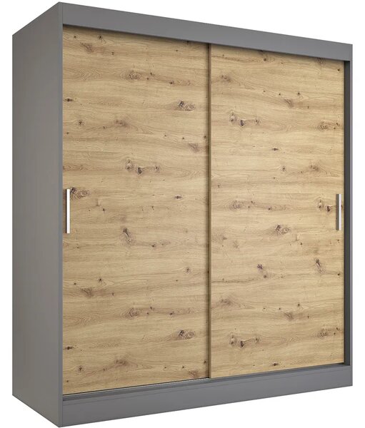 Szafa przesuwna 180 cm antracyt + dąb artisan P7-B02