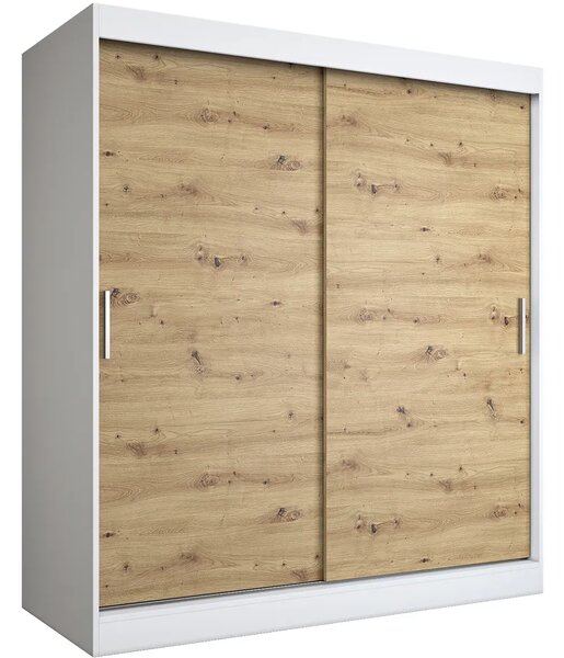 Szafa przesuwna 180 cm biel + dąb artisan A6-P49
