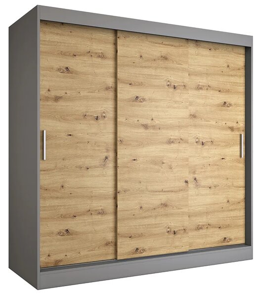 Szafa przesuwna 200 cm antracyt + dąb artisan F5-W16