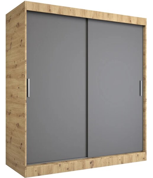 Szafa przesuwna 180 cm dąb artisan + antracyt L9-C45