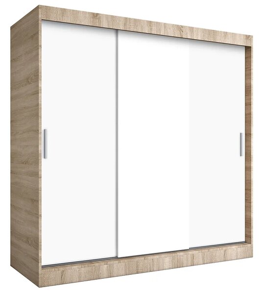 Szafa przesuwna 200 cm dąb sonoma + biały H5-W05