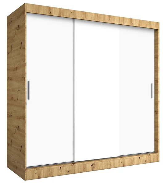 Szafa przesuwna 200 cm dąb artisan + biały P2-M34