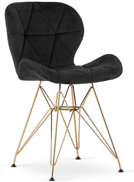 Krzesło glamour na złotej podstawie metalowej Nest aksamit