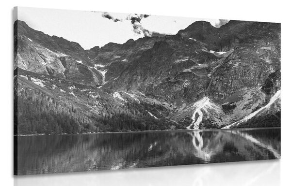 Obraz Morskie Oko w Tatrach w wersji czarno-białej