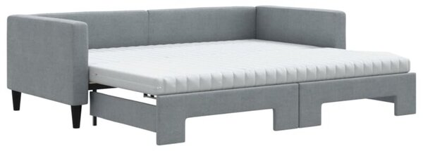 Sofa rozsuwana z materacami, jasnoszara, 90x200 cm, tkanina