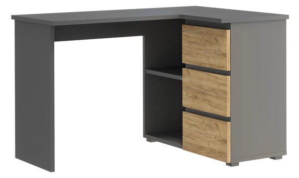 Klasyczne biurko narożne antracyt + dąb craft T5-T46