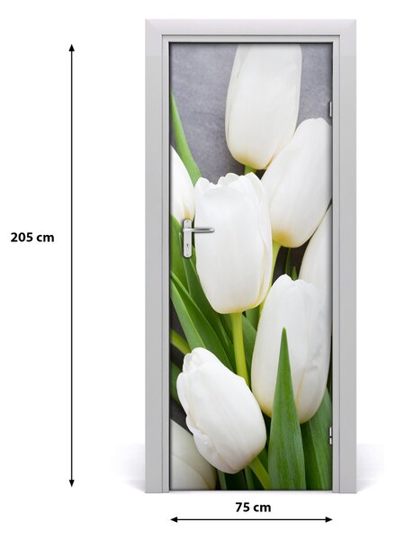 Naklejka samoprzylepna na drzwi Białe tulipany