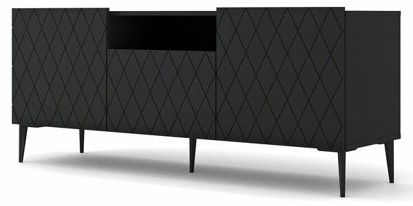 Szafka rtv czarny mat + czarne nogi K5-T34