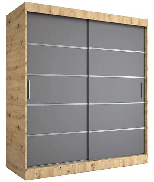Szafa przesuwna dąb artisan + antracyt 180 cm F3-A50