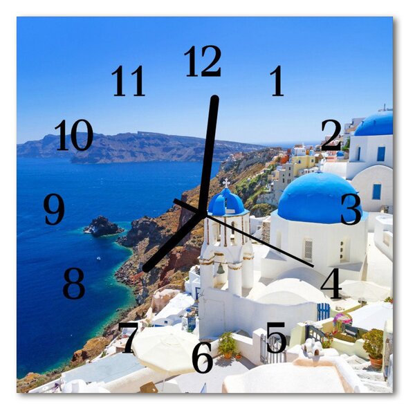 Zegar szklany kwadratowy Santorini