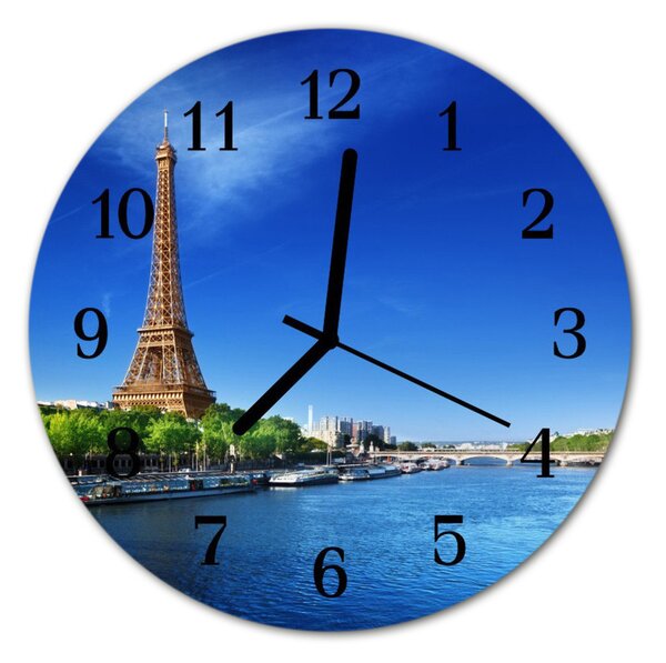 Zegar szklany okrągły Niebo nad Paryżem
