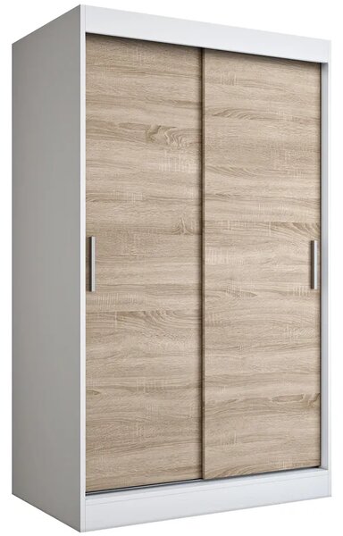 Szafa przesuwna biel + dąb sonoma 120 cm E0-N40