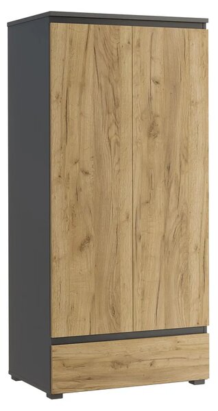 Szafa na nóżkach z gładkim frontem antracyt + dąb craft T4-A37