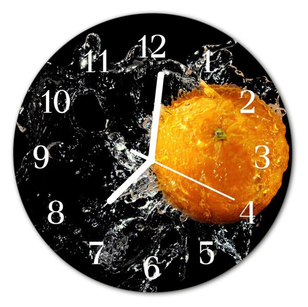 Zegar szklany okrągły Pomarańczowy