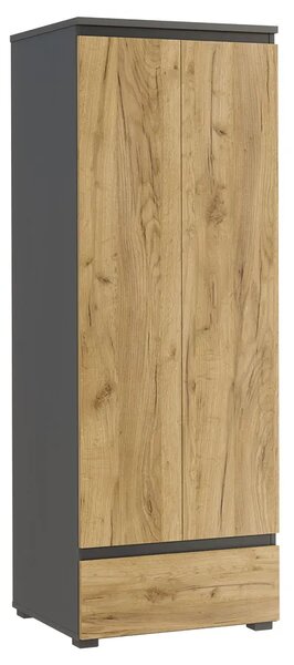 Dwudrzwiowa szafa z gładkim frontem antracyt + dąb craft B5-A38