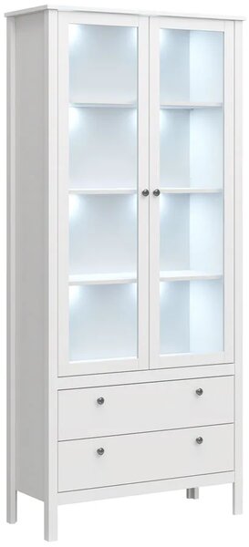 Biała Dwudrzwiowa Witryna Led Z 2 Szufladami Z4-W26