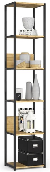 Industrialny Otwarty Czarny Regał + Dąb Artisan W5-D05