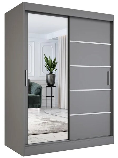 Antracytowa dwudrzwiowa szafa przesuwna 150 cm R1-H72