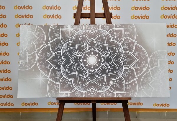 Obraz orientalna Mandala w wersji czarno-białej
