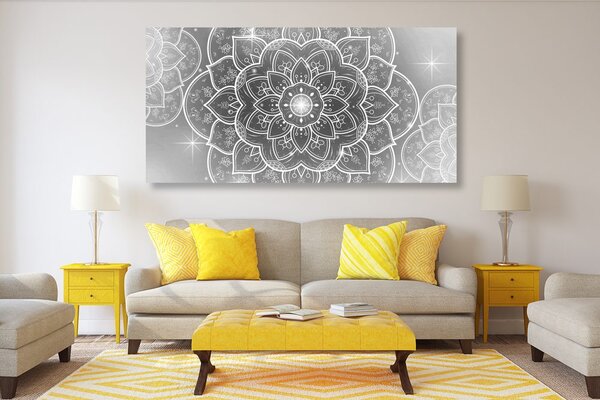 Obraz orientalna Mandala w wersji czarno-białej