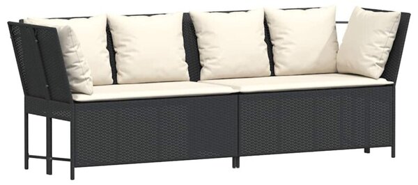 Fotel ogrodowy z poduszkami, rattan pe, czarny