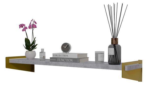 Nowoczesna półka ścienna złoty + beton F9-E65