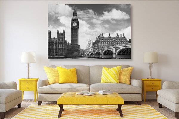 Obraz Big Ben w Londynie w wersji czarno-białej