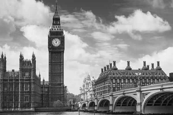 Obraz Big Ben w Londynie w wersji czarno-białej