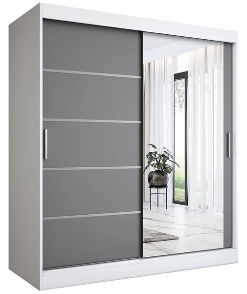 Szafa przesuwna 180 cm biel + antracyt P4-H86