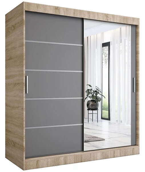 Szafa przesuwna 180 cm dąb sonoma + antracyt E9-E88