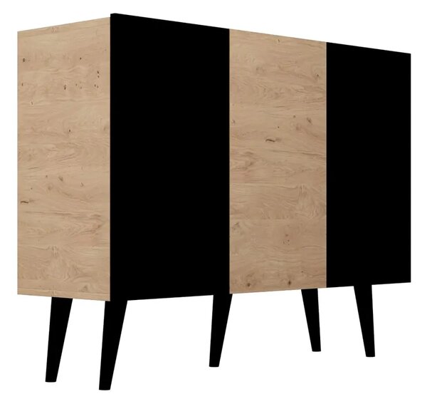 Nowoczesna komoda na nóżkach dąb artisan + czarny C3-S70